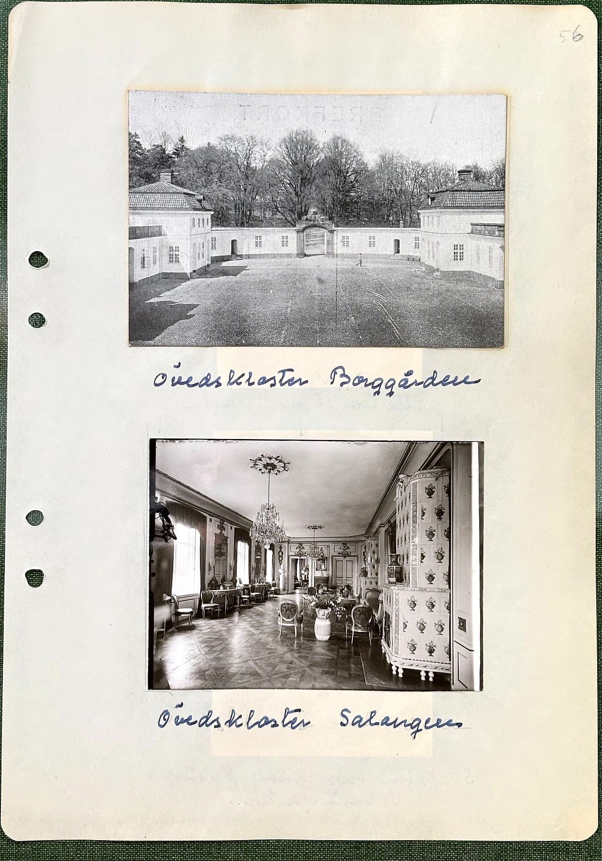 Fotograferad dagbokssida 83. Foto: 'Övedskloster Borggården'. Foto: 'Övedskloster Salongen'.