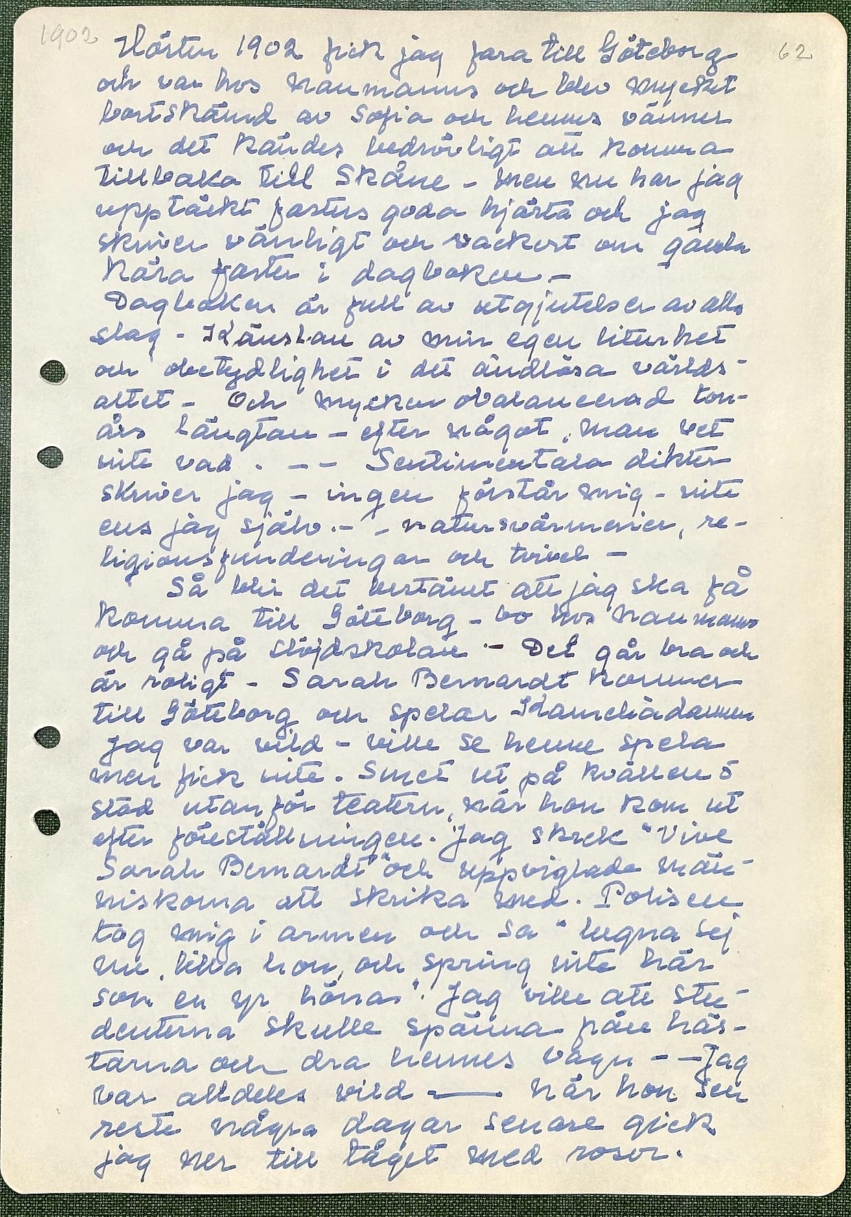 Fotograferad dagbokssida 89. Sidans text är återgiven under bilden.