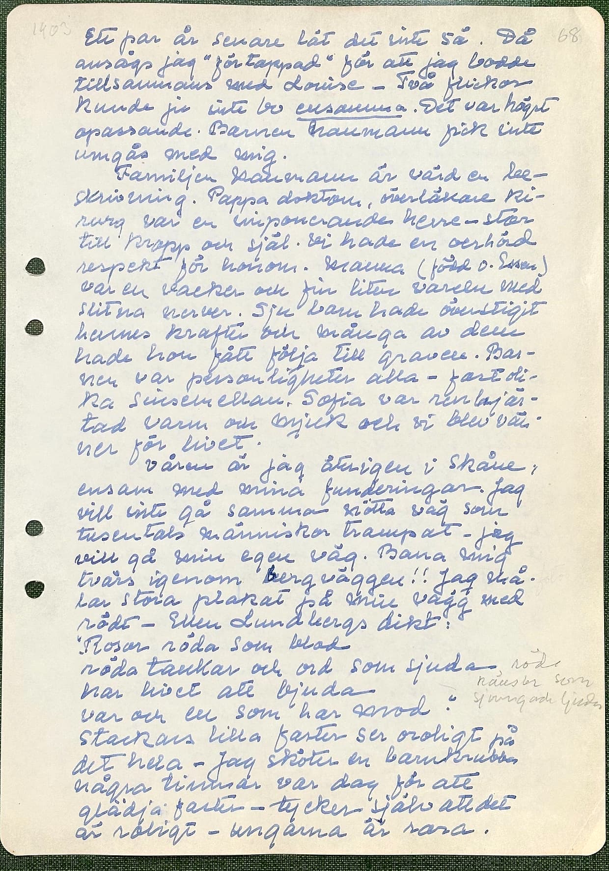 Fotograferad dagbokssida 95. Sidans text är återgiven under bilden.