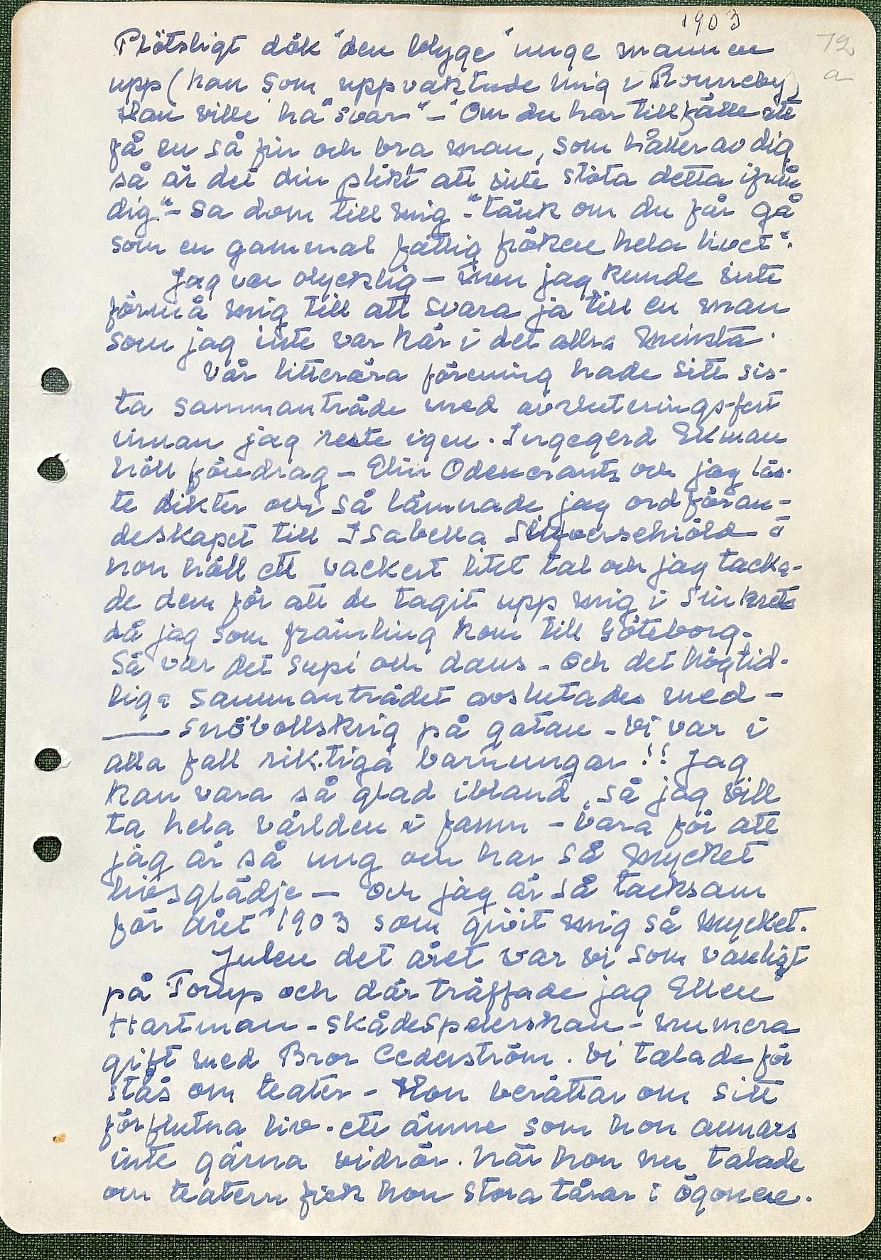 Fotograferad dagbokssida 107. Sidans text är återgiven under bilden.
