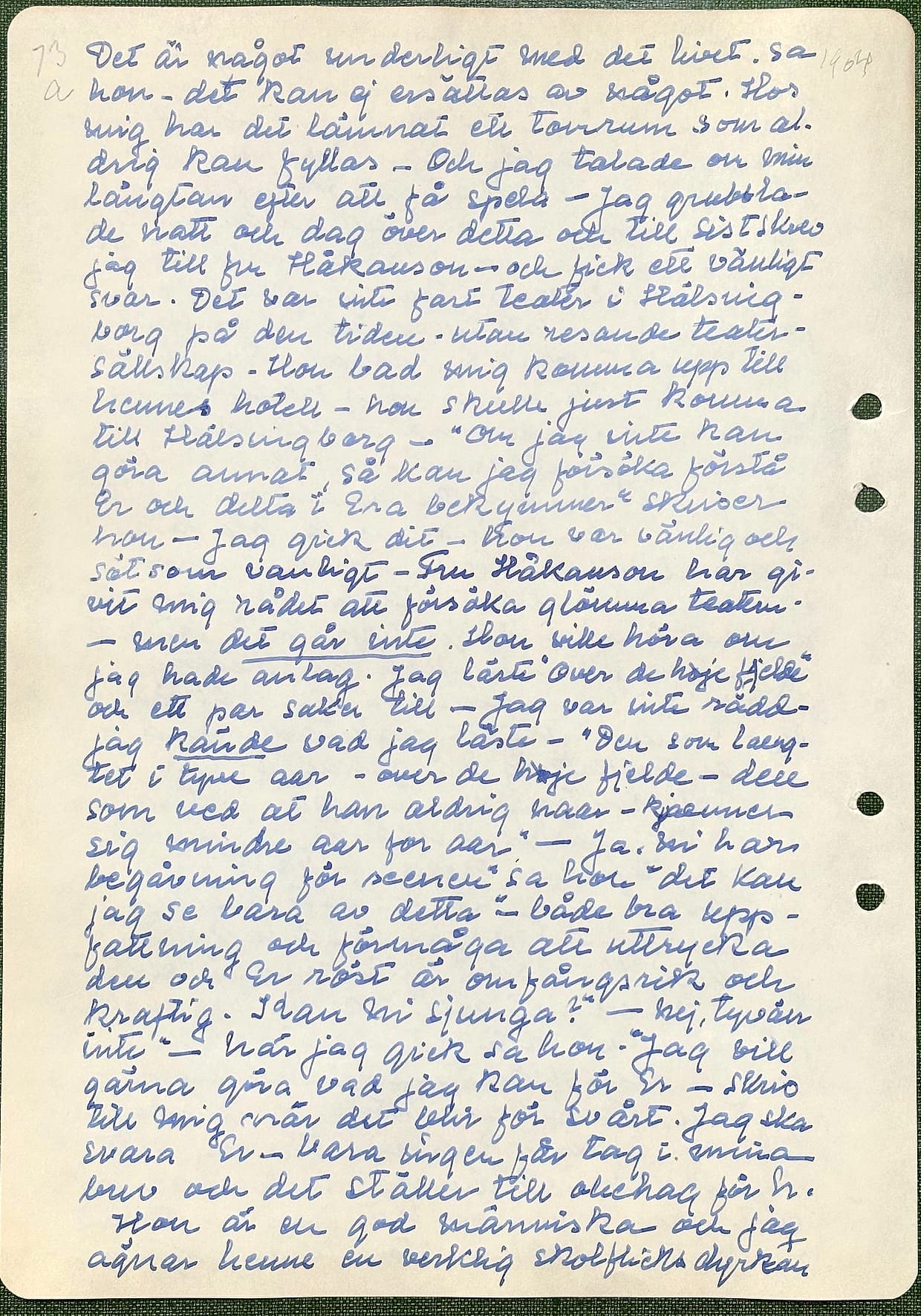 Fotograferad dagbokssida 108. Sidans text är återgiven under bilden.