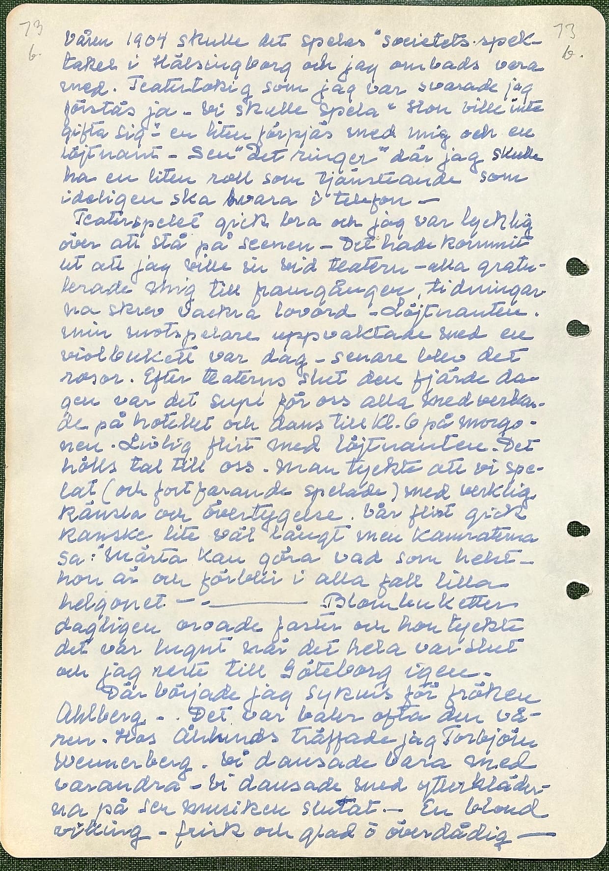 Fotograferad dagbokssida 110. Sidans text är återgiven under bilden.