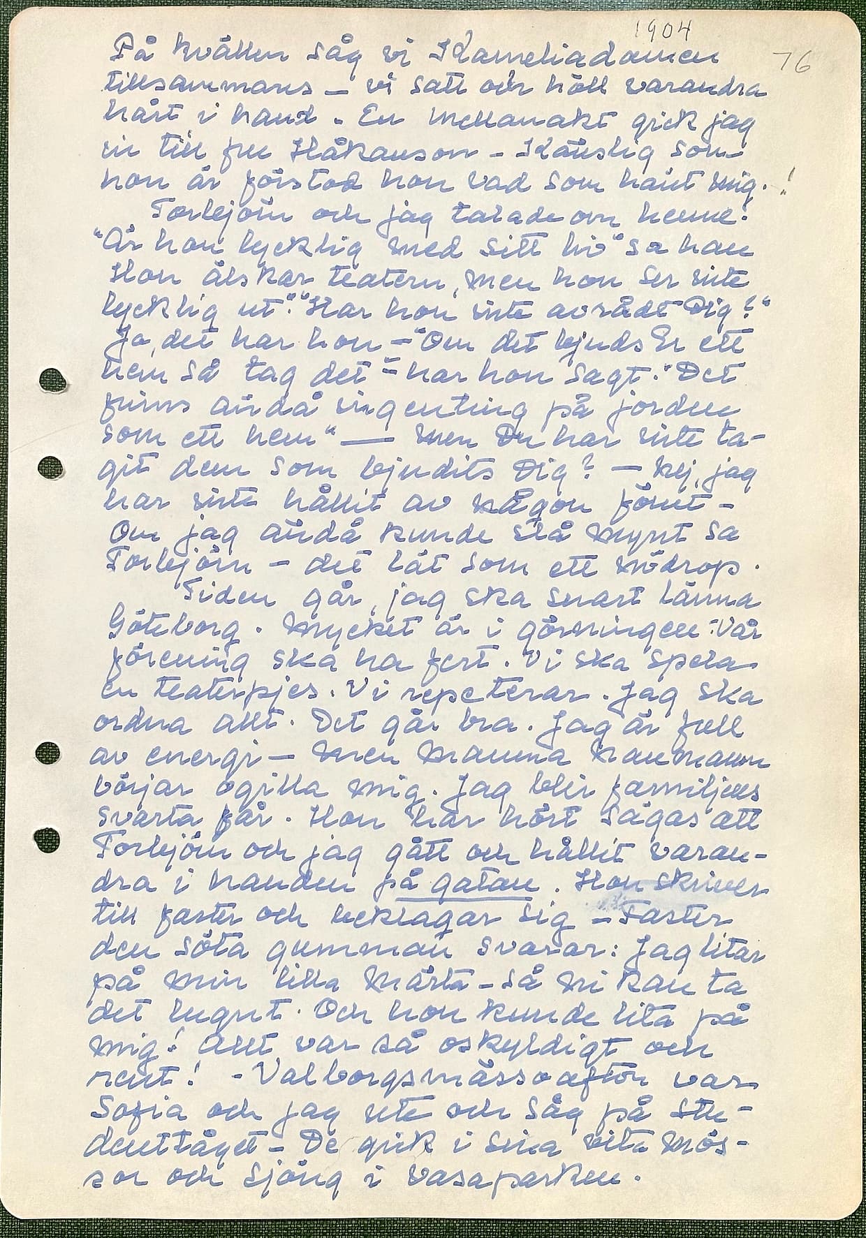 Fotograferad dagbokssida 115. Sidans text är återgiven under bilden.