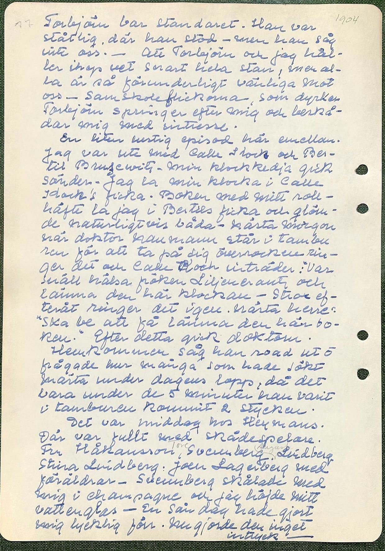 Fotograferad dagbokssida 116. Sidans text är återgiven under bilden.