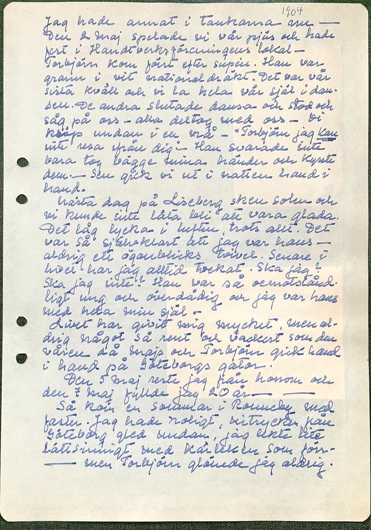 Fotograferad dagbokssida 119. Sidans text är återgiven under bilden.