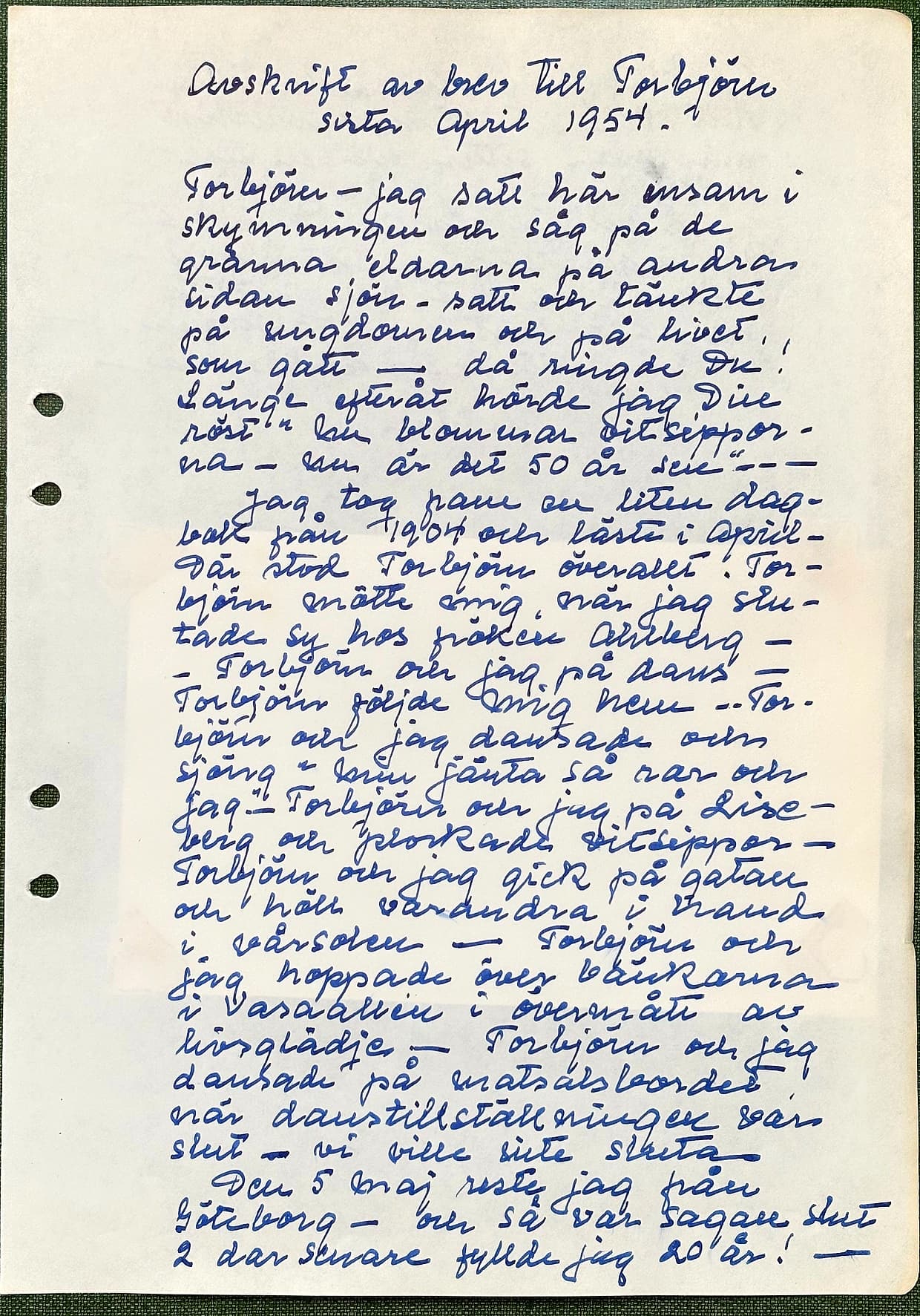 Fotograferad dagbokssida 123. Sidans text är återgiven under bilden.