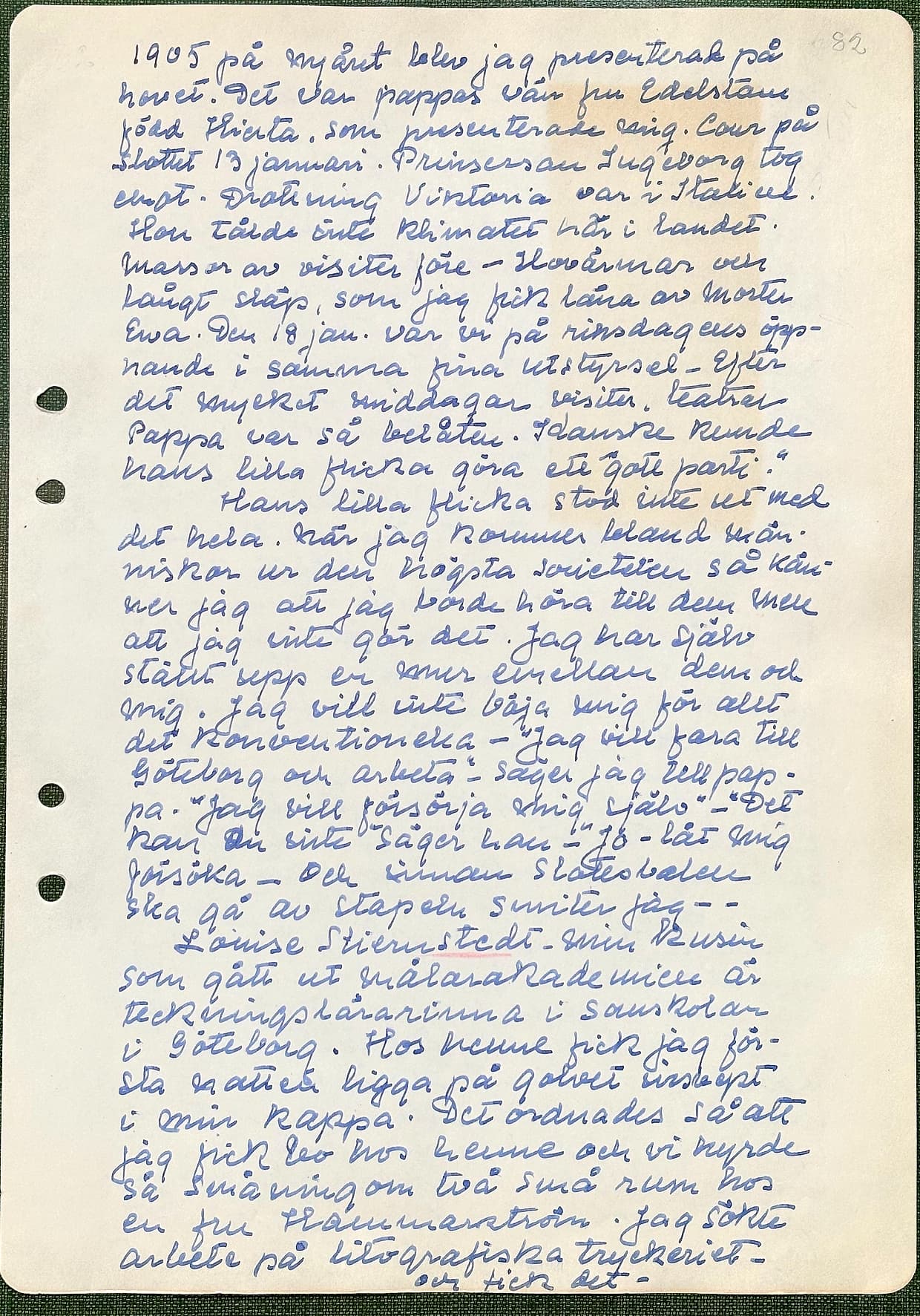 Fotograferad dagbokssida 127. Sidans text är återgiven under bilden.