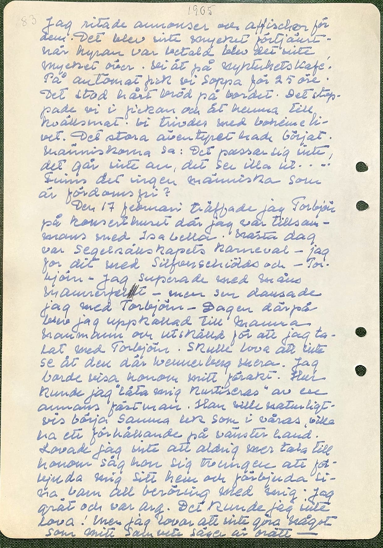 Fotograferad dagbokssida 128. Sidans text är återgiven under bilden.