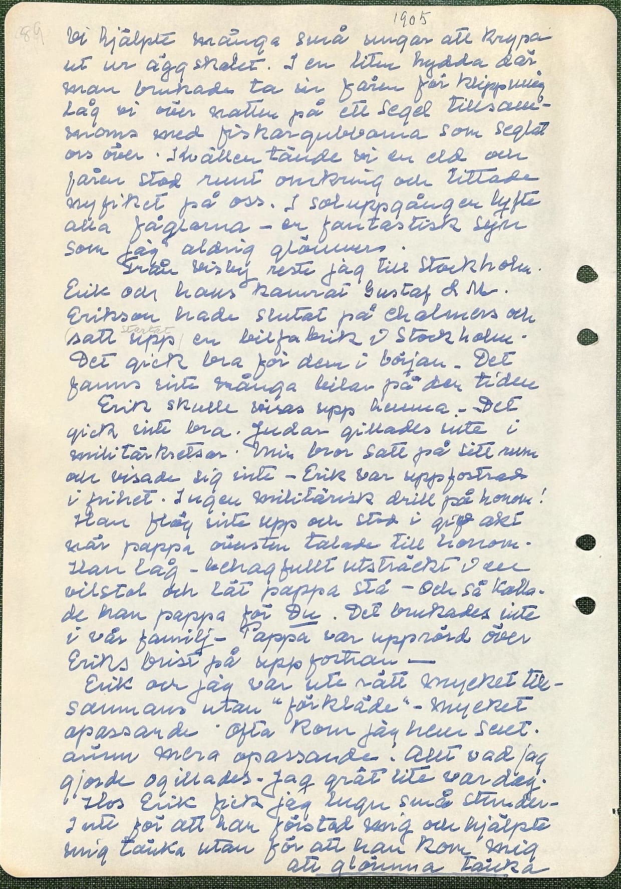 Fotograferad dagbokssida 134. Sidans text är återgiven under bilden.