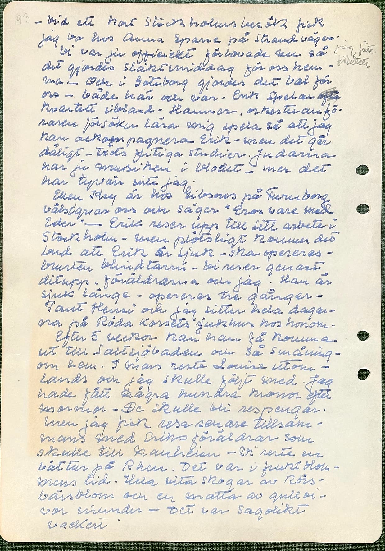 Fotograferad dagbokssida 142. Sidans text är återgiven under bilden.