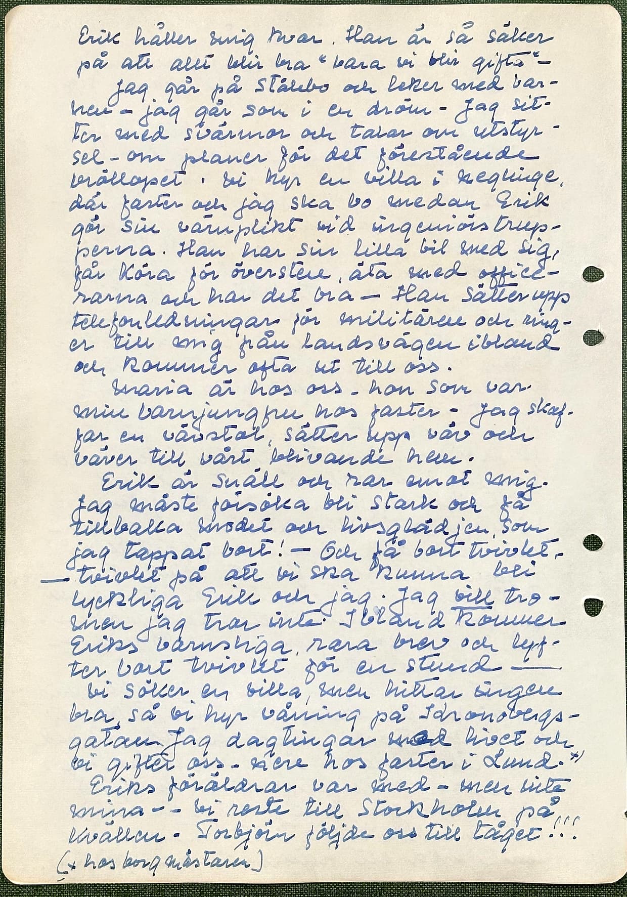 Fotograferad dagbokssida 152. Sidans text är återgiven under bilden.