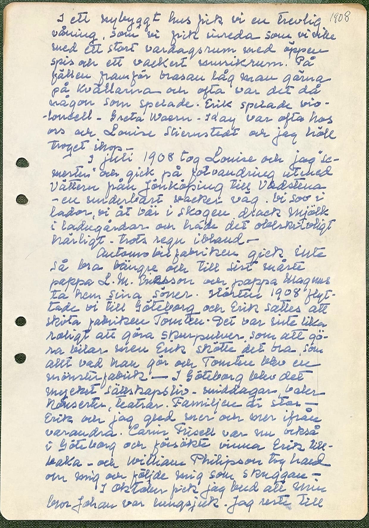 Fotograferad dagbokssida 157. Sidans text är återgiven under bilden.